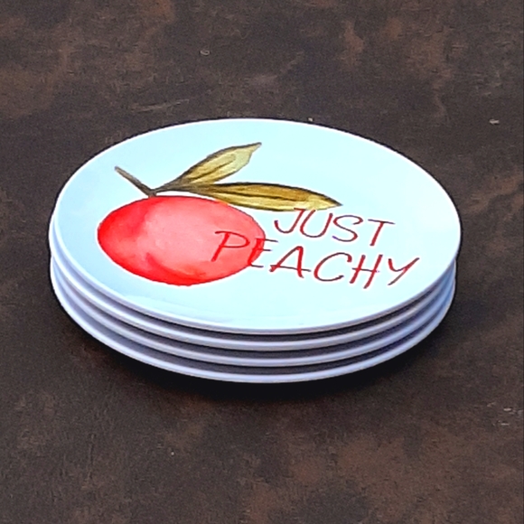 Set of 4 "Just Peachy" Dessert Plate NWT - Picture 2 of 6